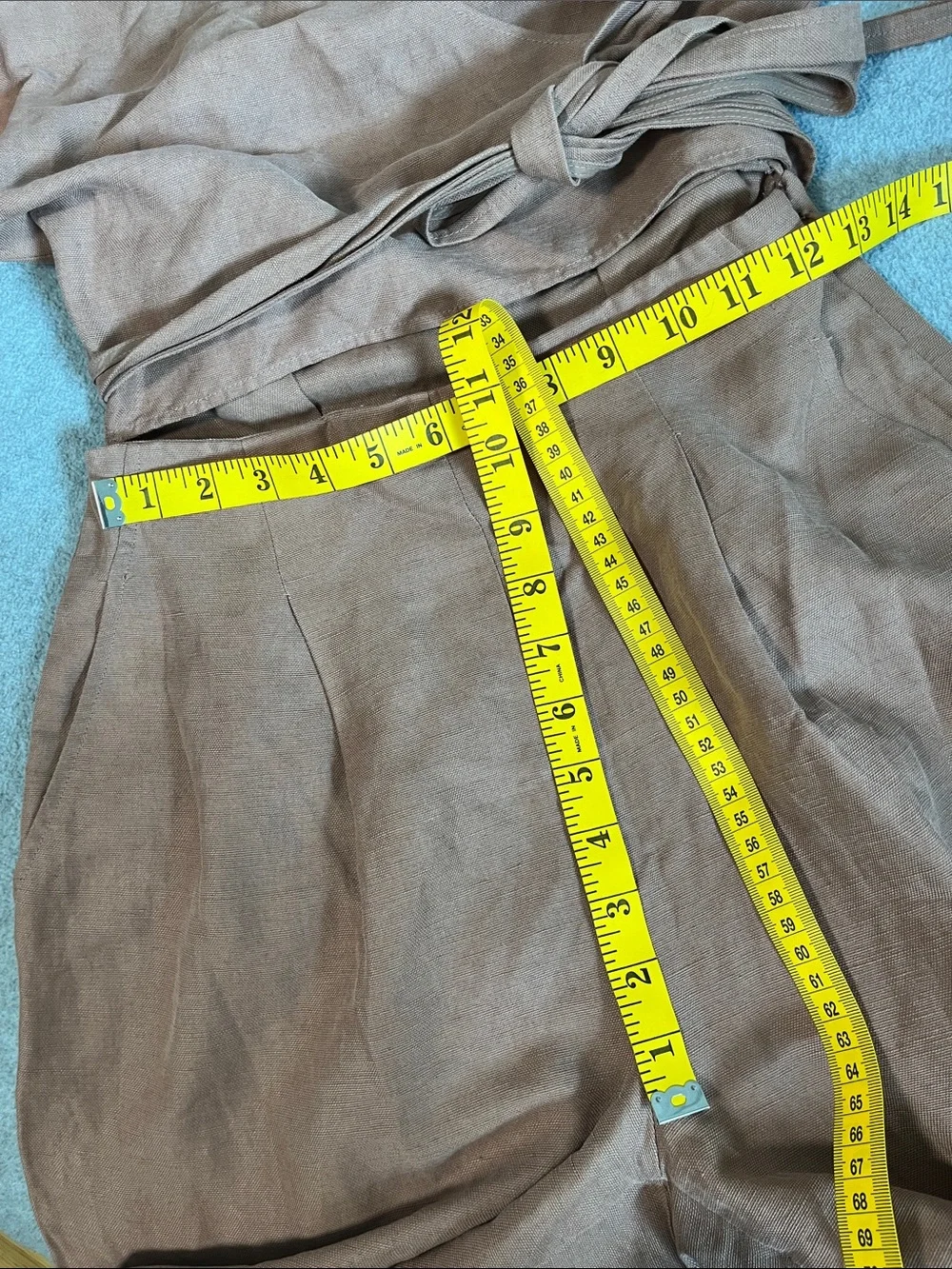 Wilfred Wide-Leg Wrap Crop Jumpsuit in Taupe Size 4 Linen Blend